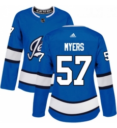 Womens Adidas Winnipeg Jets 57 Tyler Myers Authentic Blue Alternate NHL Jersey 