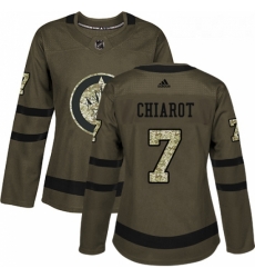 Womens Adidas Winnipeg Jets 7 Ben Chiarot Authentic Green Salute to Service NHL Jersey 