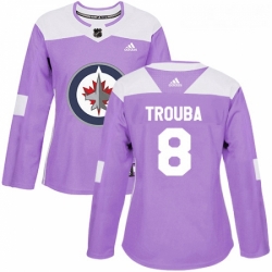 Womens Adidas Winnipeg Jets 8 Jacob Trouba Authentic Purple Fights Cancer Practice NHL Jersey 