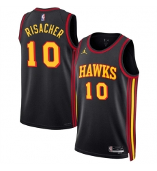 Men Atlanta Hawks 10 Zaccharie Risacher Black 2024 Draft Statement Edition Stitched Jersey