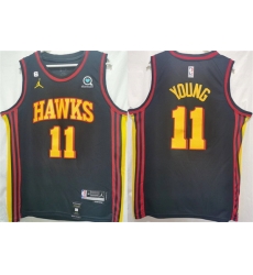 Men Atlanta Hawks 11 Trae Young Black Stitched Jersey