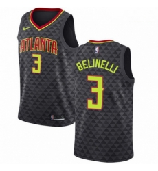 Mens Nike Atlanta Hawks 3 Marco Belinelli Authentic Black Road NBA Jersey Icon Edition 