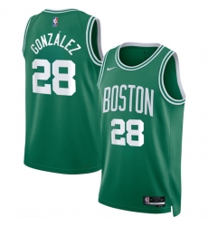 Men Boston Celtics 28 Hugo Gonz E1lez Kelly Green 2024 Draft Icon Edition Stitched Basketball Jersey