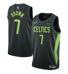 Men Boston Celtics 7 Jaylen Brown Black 2024 25 City Edition Stitched Basketball Jersey