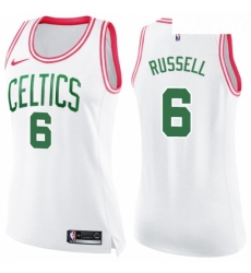 Womens Nike Boston Celtics 6 Bill Russell Swingman WhitePink Fashion NBA Jersey