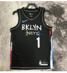 Men Brooklyn Nets 1 Mikal Bridges Black Stitched Basketball Jersey