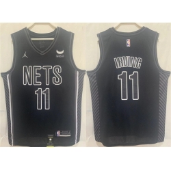 Men Brooklyn Nets 11 Kyrie Irving Black Stitched Basketball Jersey