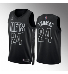 Men Brooklyn Nets 24 Cam Thomas 2022 23 Black Statement Edition Stitched Basketball Jersey