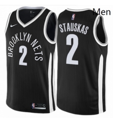 Mens Nike Brooklyn Nets 2 Nik Stauskas Swingman Black NBA Jersey City Edition 