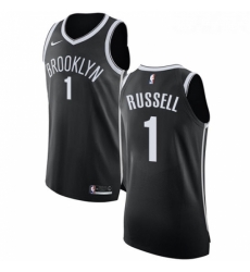 Youth Nike Brooklyn Nets 1 DAngelo Russell Authentic Black Road NBA Jersey Icon Edition