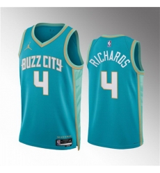 Men Charlotte Hornets 4 Nick Richards Teal 2023 24 City Edition Stitched Basketball Jersey