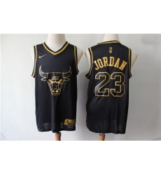 Bulls 23 Michael Jordan Black Gold Nike Swingman Jersey