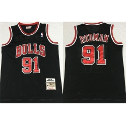 Bulls 91 Dennis Rodman Black 1997 98 Hardwood Classics Mesh Jersey