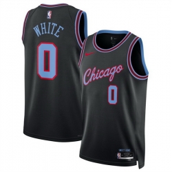 Men Chicago Bulls 0 Coby White Black 2025 26 City Edition Stitched Basketball Jersey
