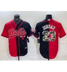 Men Chicago Bulls 23 Michael Jordan Gray Camo Cool Base Stitched Baseball Jersey 4