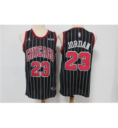 Men Jordan Brand Chicago Bulls Michael Jordan 23 Black Strips Swingman Jersey