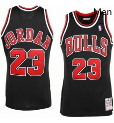 Mens Mitchell and Ness Chicago Bulls 23 Michael Jordan Authentic Black Throwback NBA Jersey