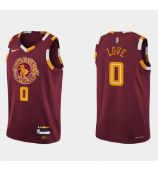 Men Cleveland Cavaliers 0 Kevin Love Wine Red 2021 2022 75th Anniversary City Edition Swingman Stitched Jersey