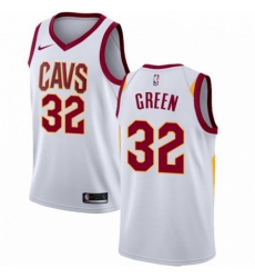 Mens Nike Cleveland Cavaliers 32 Jeff Green Authentic White Home NBA Jersey Association Edition 