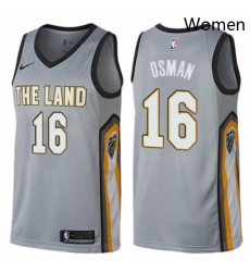 Womens Nike Cleveland Cavaliers 16 Cedi Osman Swingman Gray NBA Jersey City Edition 