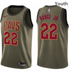 Youth Nike Cleveland Cavaliers 22 Larry Nance Jr Swingman Green Salute to Service NBA Jersey 