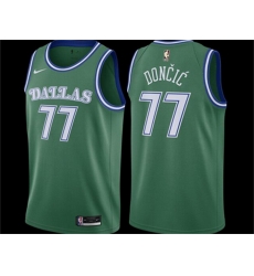 Men Dallas Mavericks 77 Luka Doncic Green Classic Edition Stitched Basketball Jersey