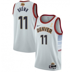 Men Denver Nuggets 11 Bruce Brown White 2023 Finals Champions Icon Edition Stitched Basketball Jersey