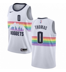 Mens Nike Denver Nuggets 0 Isaiah Thomas Swingman White NBA Jersey City Edition 