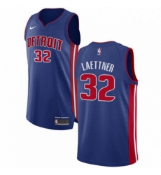 Mens Nike Detroit Pistons 32 Christian Laettner Authentic Royal Blue Road NBA Jersey Icon Edition