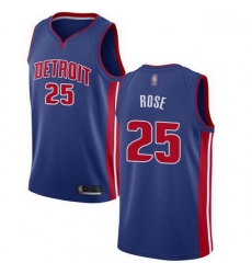 Pistons  25 Derrick Rose Blue Basketball Swingman Icon Edition Jersey