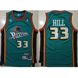 Pistons 33 Grant Hill Green Hardwood Classics Jersey