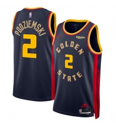 Men Golden State Warriors 2 Brandin Podziemski Navy 2024 25 City Edition Stitched Basketball Jersey