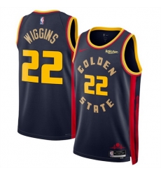 Men Golden State Warriors 22 Andrew Wiggins Navy 2024 25 City Edition Stitched Basketball Jersey