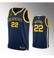 Men Golden State Warriors 22 Andrew Wiggins Navy Statement EditionStitched Jersey