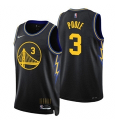 Men Golden State Warriors 3 Jordan Poole 2021 22 City Edition Black 75th Anniversary Stitched Basketball Jersey