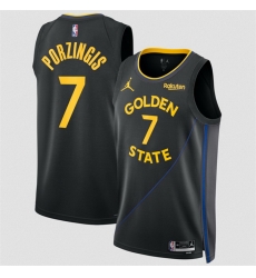 Men Golden State Warriors  7 Kristaps Porzingis Black 2026 Statement Edition Stitched Basketball Jersey