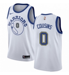 Mens Nike Golden State Warriors 0 DeMarcus Cousins White Throwback NBA Swingman Hardwood Classics Jersey 