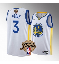 Youth Golden State Warriors 3 Jordan Poole 2022 White NBA Finals Stitched Jersey