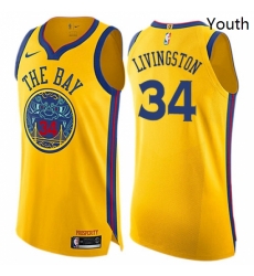 Youth Nike Golden State Warriors 34 Shaun Livingston Swingman Gold NBA Jersey City Edition 