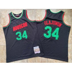 Houston Rockets 34 Hakeem Olajuwon Black 1993 94 Hardwood Classics Jersey