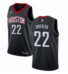 Womens Nike Houston Rockets 22 Clyde Drexler Swingman Black Alternate NBA Jersey Statement Edition