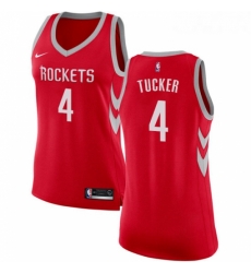 Womens Nike Houston Rockets 4 PJ Tucker Authentic Red Road NBA Jersey Icon Edition 