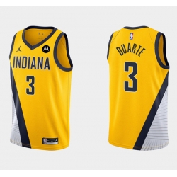 Men Indiana Pacers 3 Chris Duarte Yellow Swingman Stitched Jerseys