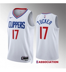 Men Los Angeles Clippers 17 P J  Tucker White Association Edition Stitched Jersey