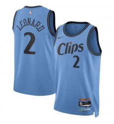 Men Los Angeles Clippers 2 Kawhi Leonard Light Blue 2024 25 CityEdition Stitched Jersey