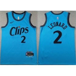 Men Los Angeles Clippers 2 Kawhi Leonard Light Blue 2024 City Edition Stitched Jersey