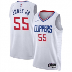 Men Los Angeles Clippers 55 Derrick Jones Jr White Association Edition Stitched Jersey