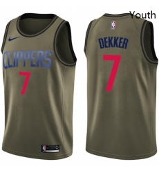 Youth Nike Los Angeles Clippers 7 Sam Dekker Swingman Green Salute to Service NBA Jersey 