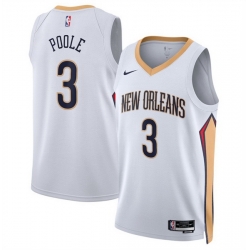 Men New Orleans Pelicans 3 Jordan Poole White 2025 Association Edition Stitched Basketball Jersey