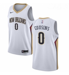 Mens Nike New Orleans Pelicans 0 DeMarcus Cousins Authentic White Home NBA Jersey Association Edition